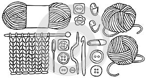 Vector illustration on the theme of knitting and crocheting